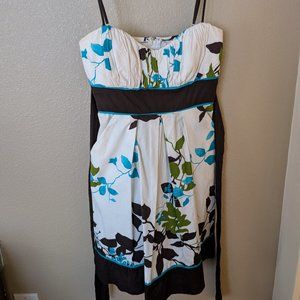 Strapless floral mini dress WITH POCKETS